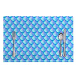 Blue Neon Mermaid Scales Pattern Print Placemat
