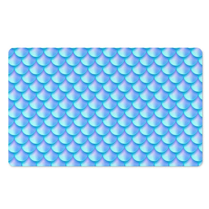 Blue Neon Mermaid Scales Pattern Print Polyester Doormat