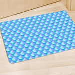 Blue Neon Mermaid Scales Pattern Print Polyester Doormat