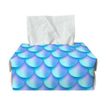Blue Neon Mermaid Scales Pattern Print Rectangle Tissue Box Cover