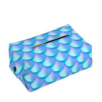 Blue Neon Mermaid Scales Pattern Print Rectangle Tissue Box Cover