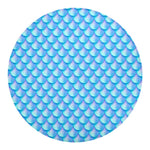 Blue Neon Mermaid Scales Pattern Print Round Blanket