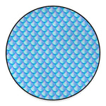 Blue Neon Mermaid Scales Pattern Print Round Floor Mat