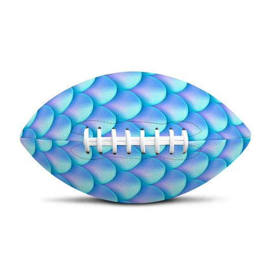 Blue Neon Mermaid Scales Pattern Print Rugby Ball