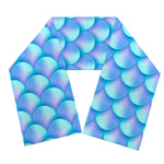 Blue Neon Mermaid Scales Pattern Print Scarf