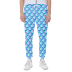 Blue Neon Mermaid Scales Pattern Print Scuba Joggers