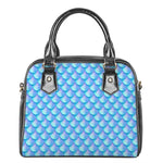 Blue Neon Mermaid Scales Pattern Print Shoulder Handbag