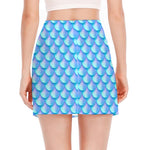Blue Neon Mermaid Scales Pattern Print Side Slit Mini Skirt