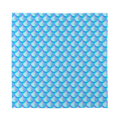 Blue Neon Mermaid Scales Pattern Print Silk Bandana
