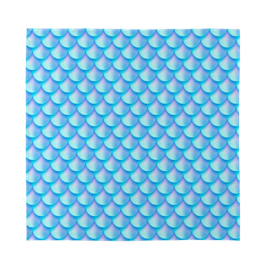 Blue Neon Mermaid Scales Pattern Print Silk Bandana
