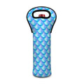 Blue Neon Mermaid Scales Pattern Print Single Neoprene Wine Tote