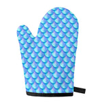 Blue Neon Mermaid Scales Pattern Print Single Oven Mitt