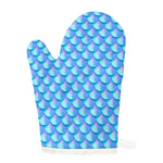Blue Neon Mermaid Scales Pattern Print Single Oven Mitt