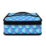 Blue Neon Mermaid Scales Pattern Print Small Lunch Bag