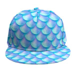Blue Neon Mermaid Scales Pattern Print Snapback Cap