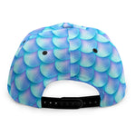 Blue Neon Mermaid Scales Pattern Print Snapback Cap