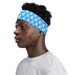 Blue Neon Mermaid Scales Pattern Print Sports Headband