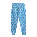 Blue Neon Mermaid Scales Pattern Print Sweatpants