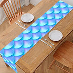 Blue Neon Mermaid Scales Pattern Print Table Runner