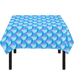 Blue Neon Mermaid Scales Pattern Print Tablecloth