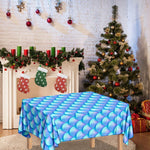 Blue Neon Mermaid Scales Pattern Print Tablecloth