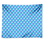 Blue Neon Mermaid Scales Pattern Print Tapestry