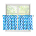 Blue Neon Mermaid Scales Pattern Print Tier Curtains