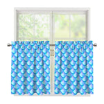 Blue Neon Mermaid Scales Pattern Print Tier Curtains