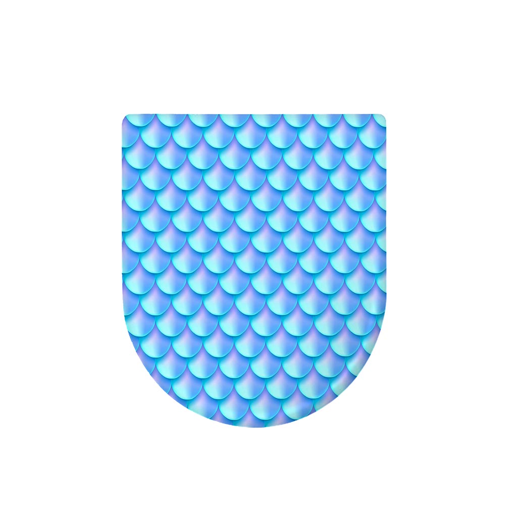 Blue Neon Mermaid Scales Pattern Print Toilet Lid Cover