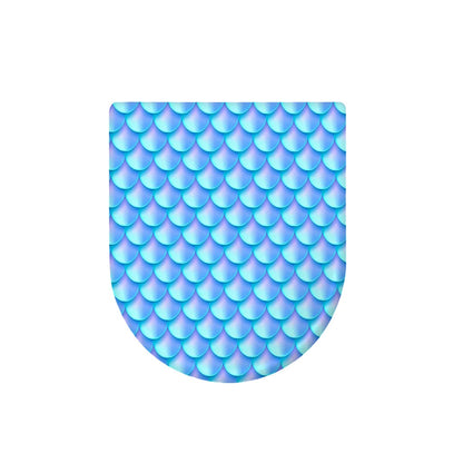 Blue Neon Mermaid Scales Pattern Print Toilet Lid Cover