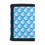 Blue Neon Mermaid Scales Pattern Print Trifold Wallet