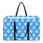 Blue Neon Mermaid Scales Pattern Print Utility Tote Bag
