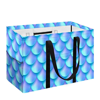 Blue Neon Mermaid Scales Pattern Print Utility Tote Bag
