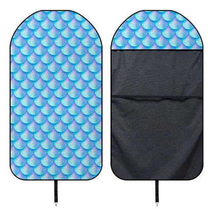 Blue Neon Mermaid Scales Pattern Print Waterproof Car Seat Cover