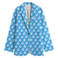 Blue Neon Mermaid Scales Pattern Print Women's Blazer