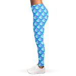 Blue Neon Mermaid Scales Pattern Print Women's Leggings