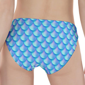 Blue Neon Mermaid Scales Pattern Print Women's Panties