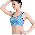 Blue Neon Mermaid Scales Pattern Print Women's Sports Bra