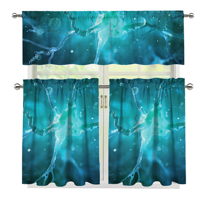 Blue Neurons In The Brain Print 3 Piece Kitchen Curtains