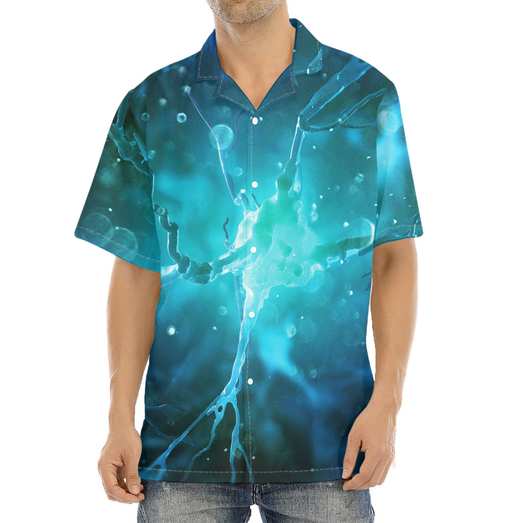 Blue Neurons In The Brain Print Aloha Shirt