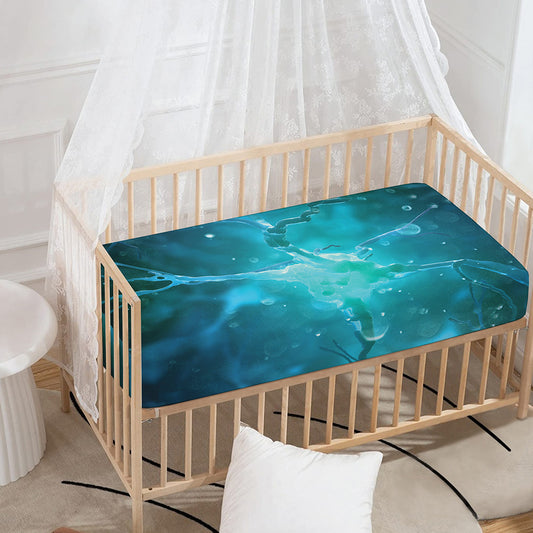 Blue Neurons In The Brain Print Baby Crib Sheet