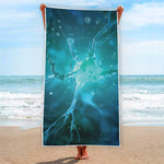 Blue Neurons In The Brain Print Beach Towel