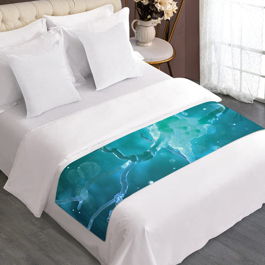 Blue Neurons In The Brain Print Bed Runner