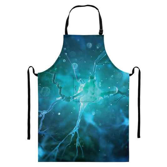Blue Neurons In The Brain Print Bib Apron With Pocket