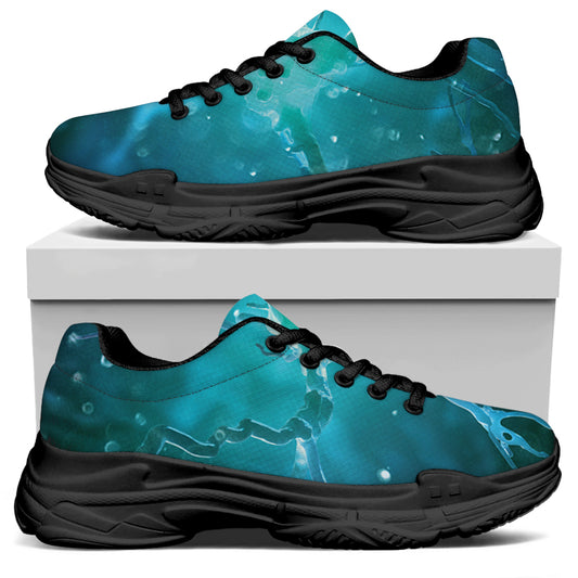 Blue Neurons In The Brain Print Black Chunky Shoes