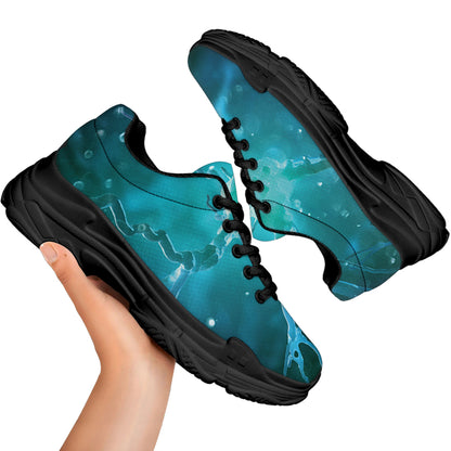 Blue Neurons In The Brain Print Black Chunky Shoes