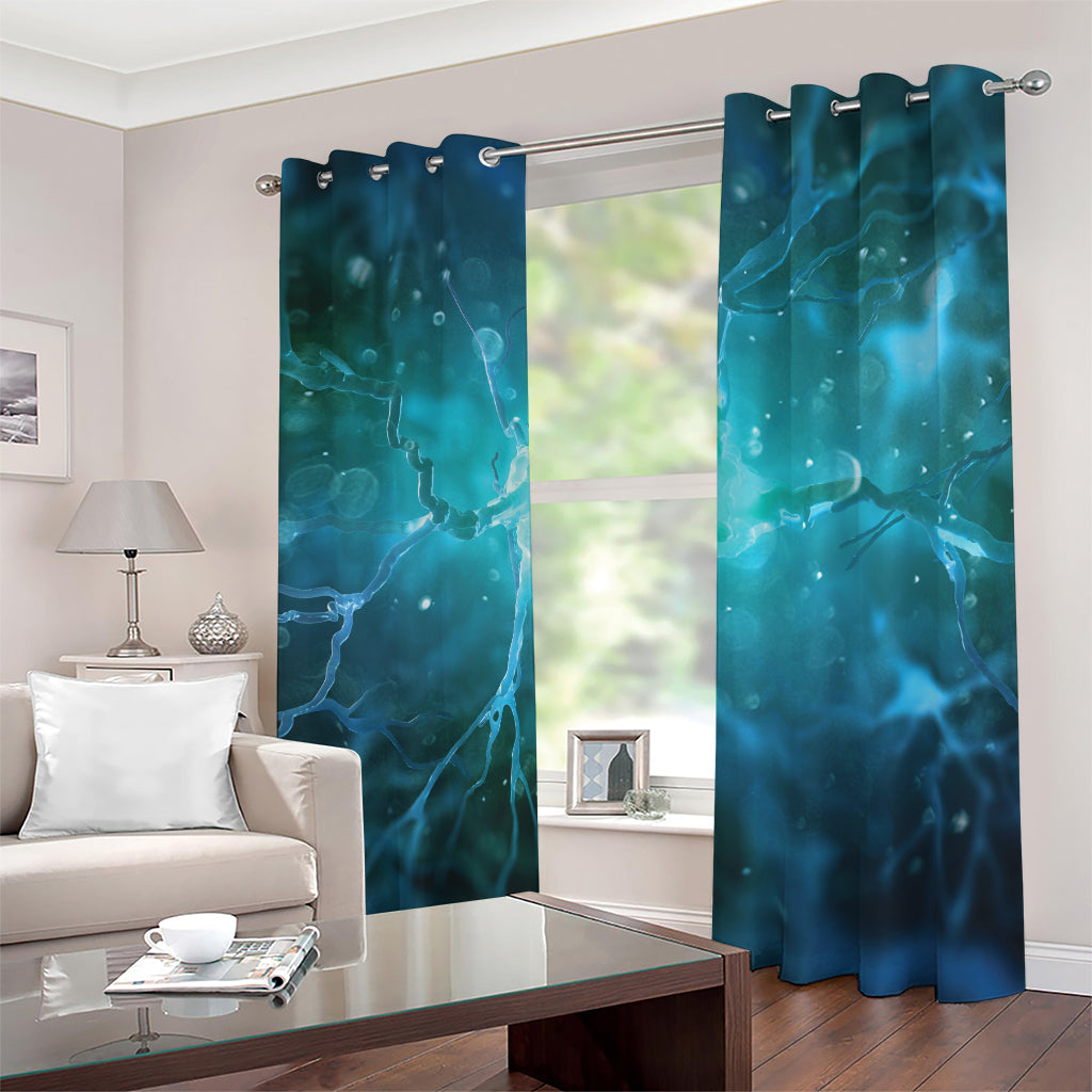 Blue Neurons In The Brain Print Blackout Grommet Curtains