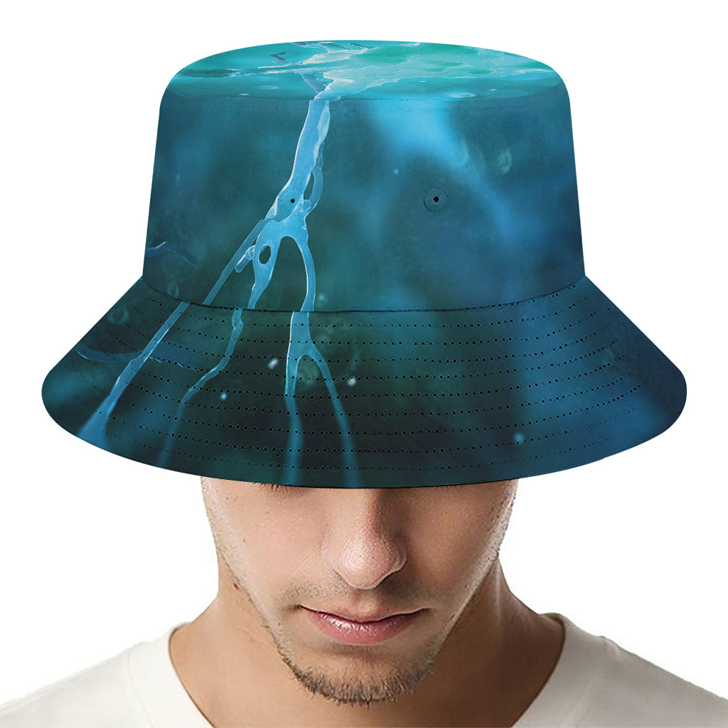 Blue Neurons In The Brain Print Bucket Hat