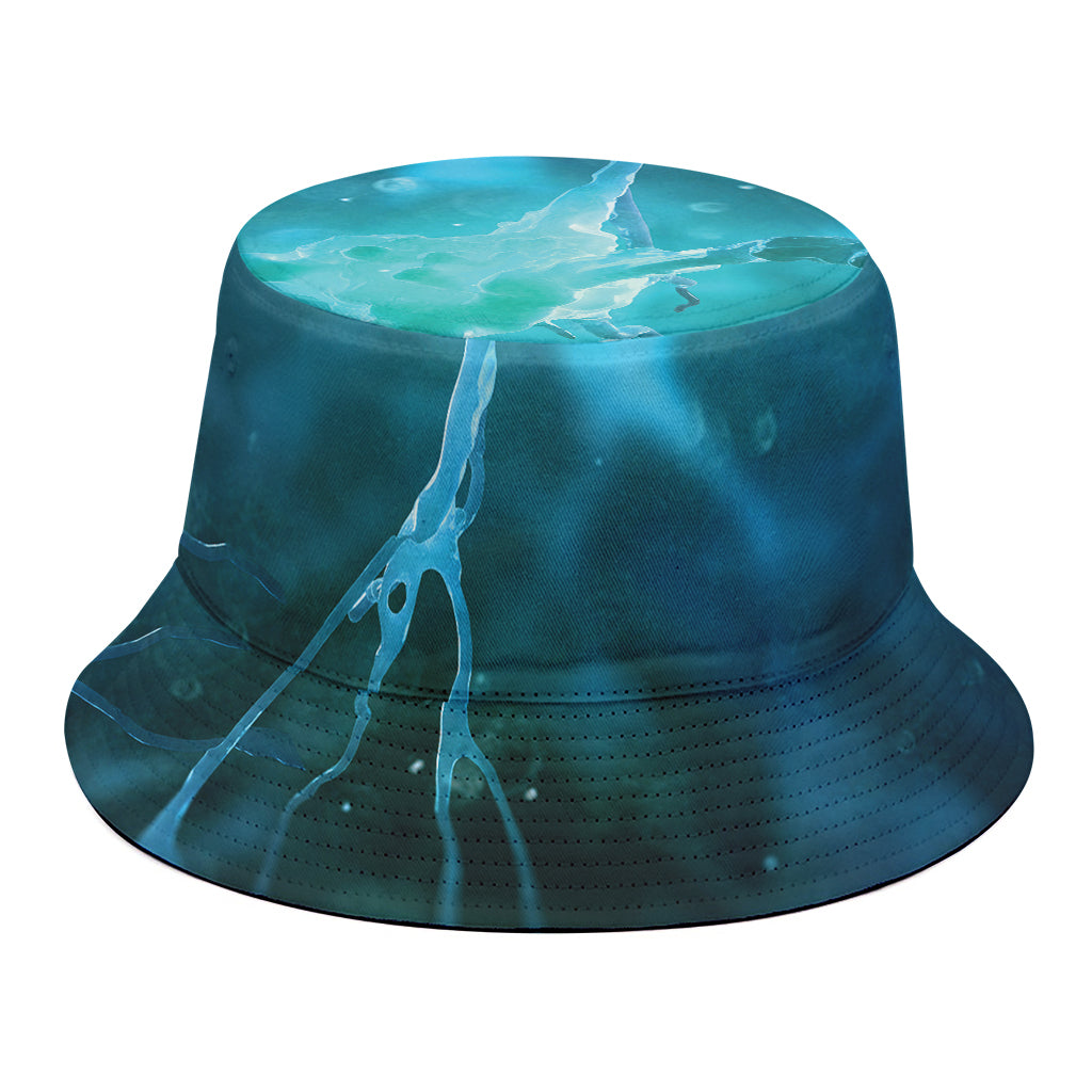 Blue Neurons In The Brain Print Bucket Hat