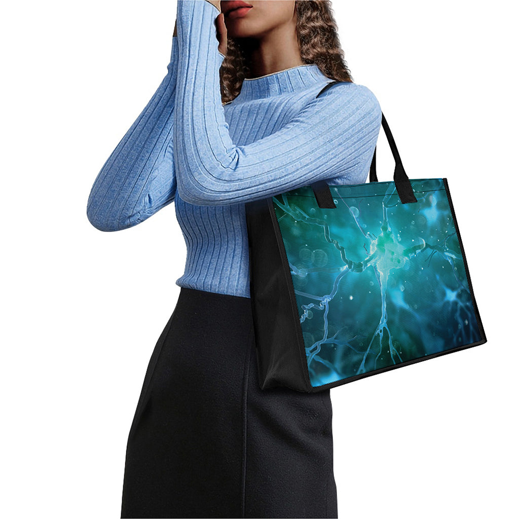 Blue Neurons In The Brain Print Canvas Tote Bag